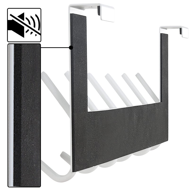 Dseap Over The Door Hook Hanger - 6 Hooks Over Door Coat Rack for Hanging Clothes Hat Towel,White, 2 Packs - Image 3
